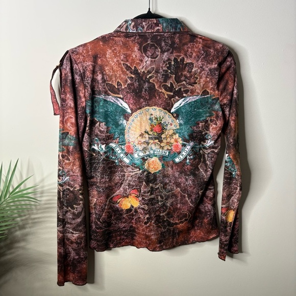 Alberto Makali Y2K Vintage Style Graphic Long Sleeve Lace Top - Picture 5 of 5